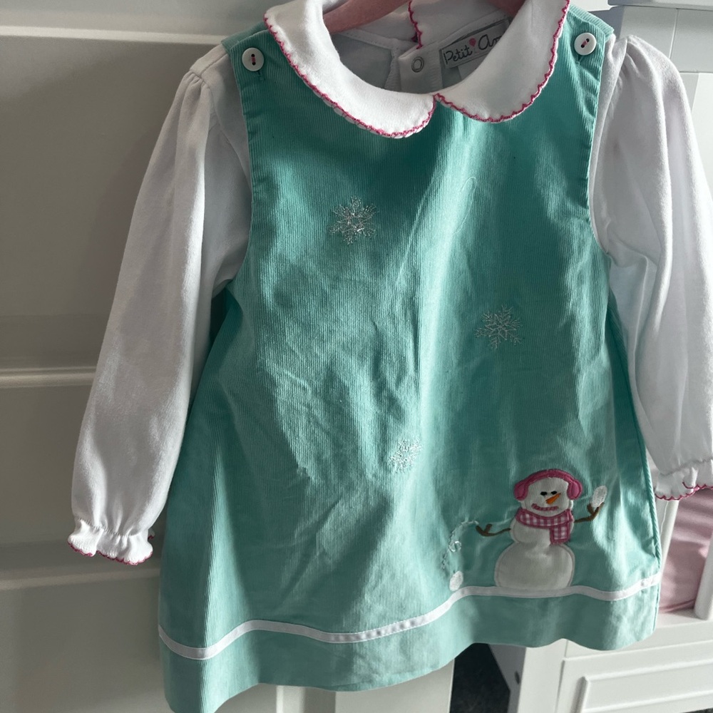 Petit Ami Corduroy Snowman Dress